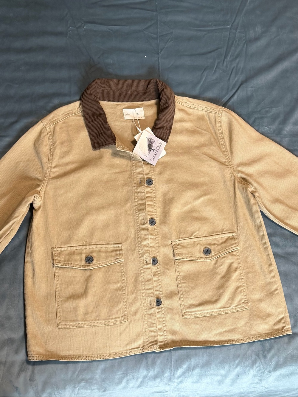 Women’s Tan Barn Jacket with Brown Collar